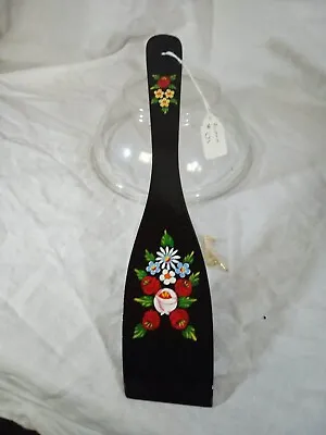 £6.50 • Buy Black Decorative Wooden Spatula Roses And Castles Hand Painted Barge Ware #01