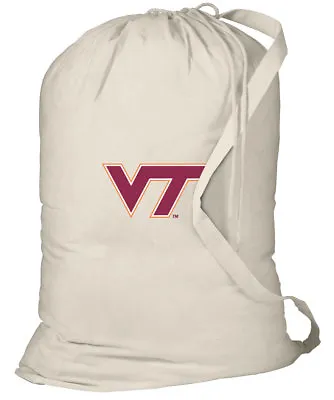 Virginia Tech Laundry Bag VA Tech Hokies Clothes Bag WITH SHOULDER STRAP! • $14.99