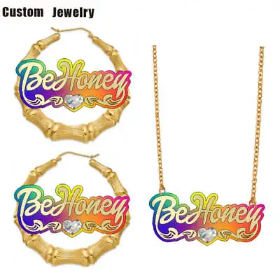 £18.72 • Buy BeHoney Fashion Simple Personality Acrylic Custom Name Bamboo Earrings Cartoons