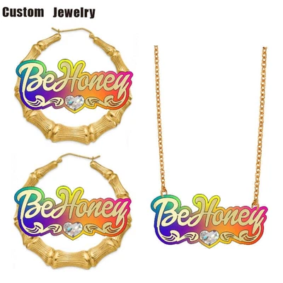 £18.72 • Buy BeHoney Fashion Simple Personality Acrylic Custom Name Bamboo Earrings Cartoons