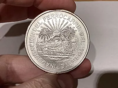 1950 Mexico 5 Pesos Southeastern Railroad Silver Coin KM# 466 • $150
