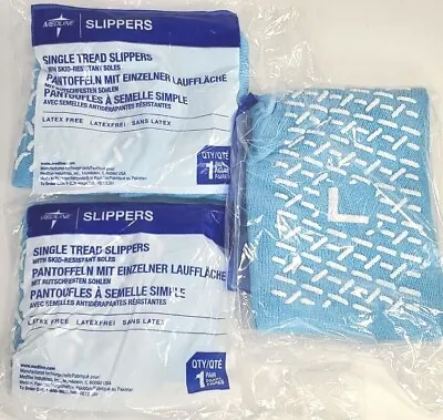3 Pack - MedLine Single Tread Slippers Large Blue Latex Free Slippers • $14.99