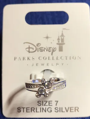 Disney Parks Mickey Double Icon Swarovski Crystals Sterling Silver Ring Size 7 • $29.95