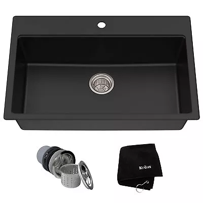 Kraus KGD-412 30-3/4  Single Basin Dual Mount (Drop In Or - Black • $269.95