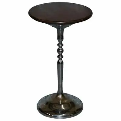 £450 • Buy Chrome Plated Vintage Side Table With Solid Oak Top And Base Part Of Large Suite