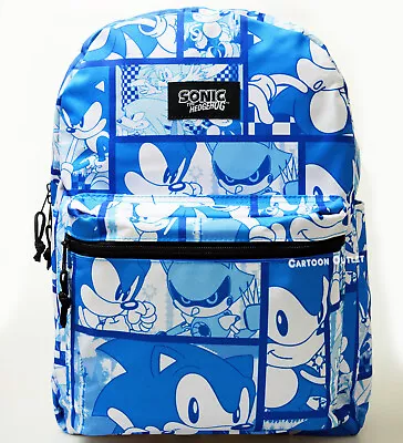Sonic The Hedgehog School Backpack 16  All Print Travel Tote Bag Sega Blue • $20.99