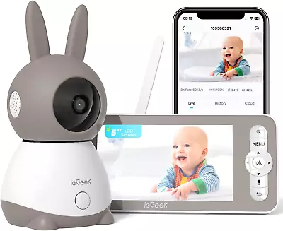 2K Wifi Baby Monitor With Camera And Night Vision Phone App & 5  Screen Control • £198.24