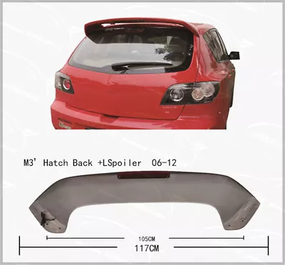 Unpainted Rear Trunk Spoiler Wings For Mazda M3 Hatchback 2006-2012 With Light • $49