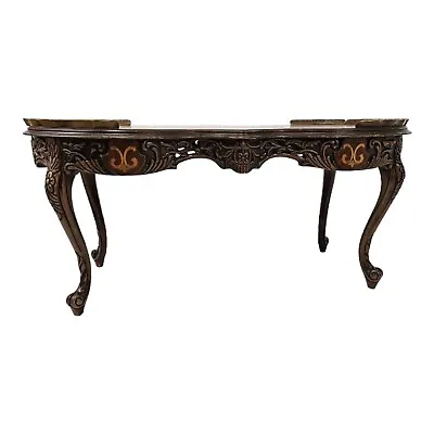 Vintage Baroque Marquetry Rocaille Coffee Table Mahogany  Louis XV French  • $380