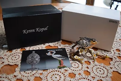 Keren Kopal Bejeweled Trinket Box Bird On Branch Gold Plated Item #BR670 W/Box • $46.99