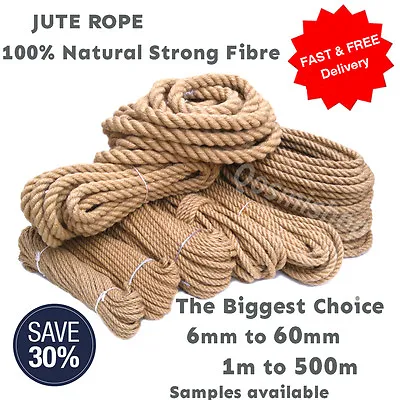 £1.49 • Buy 100% Natural Jute Rope Cord Braided Twisted Boating Garden Decking Fitness Gym