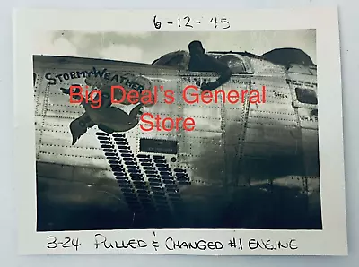 Orig WW2 Photo Bomber Nose Art B-24 Stormy Weather 20th Air Force GUAM • $112.49