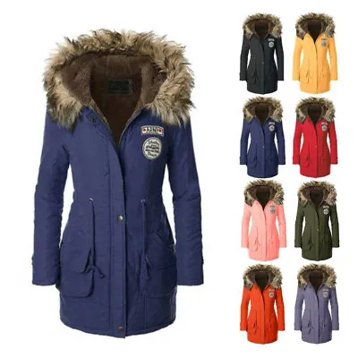 £19.99 • Buy Women's Warm Long Coat Fur Collar Hooded Jacket Slim Winter Parka Outwear