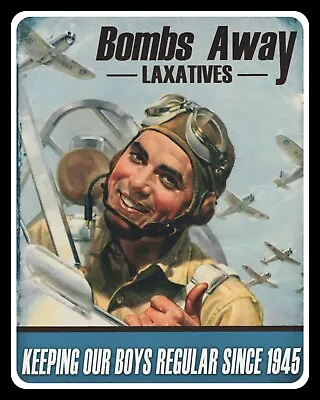 £6.99 • Buy Bombs Away Laxatives Keeping Our Boys Regular Royal Air Force Metal Tin Sign 693