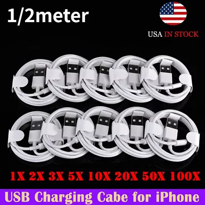 New Wholesale 100Pack For IPhone XS 11 12 13 14 Por USB Fast Charger 1/2M Cable • $9.73