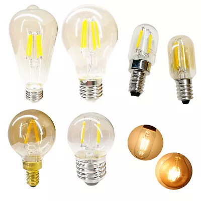 12V 24V 1W 6W E27 E14 E12 Vintage Retro COB LED Filament Light Bulb Glass Lamp • £2.75