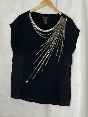 MM Couture By Miss Me Silk Blend Women’s Blouse Short Sleeve Black Size Medium • $16.99