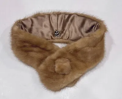 Vintage Fur Mink Scarf/Collar Beige 1950s Button W/Pins Included~Hand Sewn • $35.14