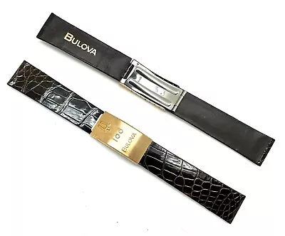 18mm BULOVA 100 Vintage Brown Genuine Crocodile W Clasp Watch Band Strap 18/16 • $89