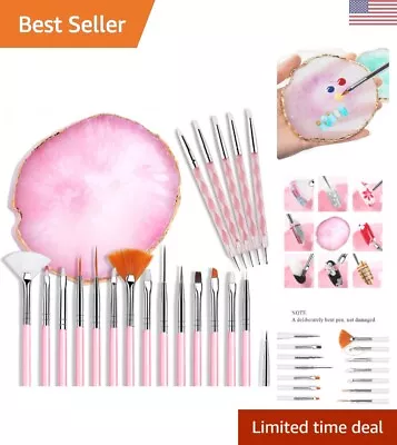 Nail Art Tool Set - 21 Pcs - Brushes Palette Dotting Pen - Pink • $19.99