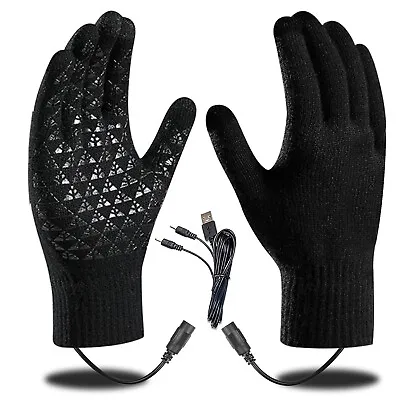 USB Electric Heated Gloves Touch Screen Winter Warm Non-Slip Hand Thermal Gloves • $7.99