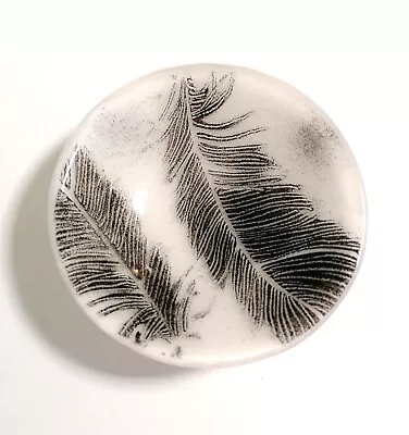 Fused Glass Bowl Raku Style Feathers • £25