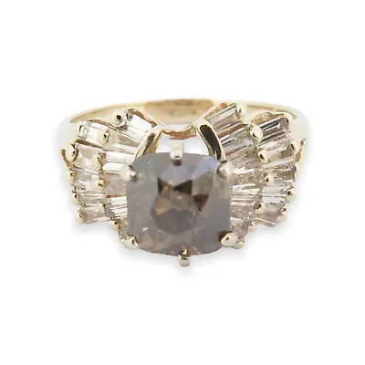 .Vintage 3.20 Cttw Diamond Set 14K Yellow Gold Cocktail Ring Size O Val $18490 • $5805.29