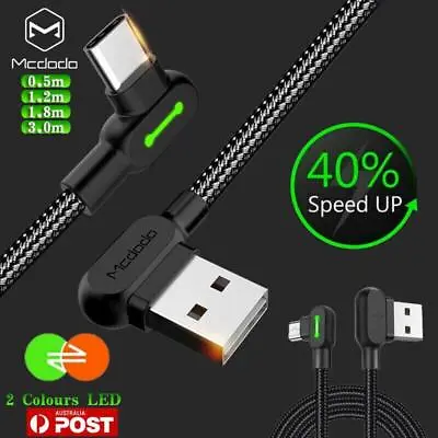 $7.19 • Buy Mcdodo Braided USB Type-C Android IPhone 90 Degree Angle Fast Charger Cable Cord