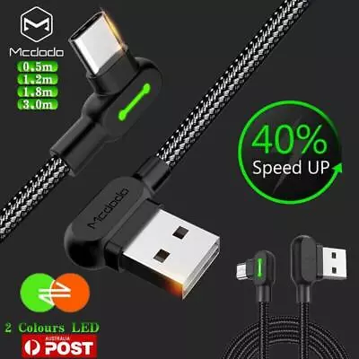 Mcdodo Braided USB Type-C Android IPhone 90 Degree Angle Fast Charger Cable Cord • $5.37