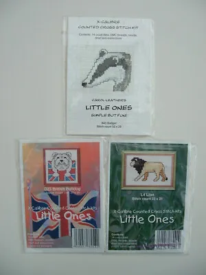 +3 Counted Cross Kits Little Ones Badger Bulldog With Union Jack And Lion • £12