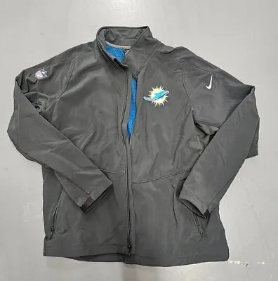 Miami Dolphins Team Issued Sideline Jacket Men 2XL Black Nike NFL Football Sport • $69.09