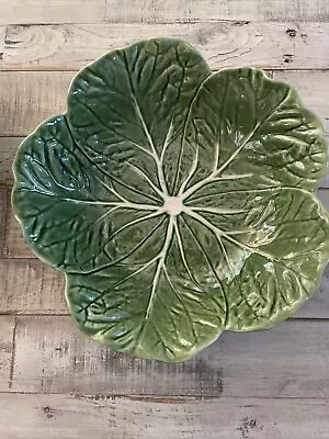 Bordallo Pinheiro Green Cabbage Leaf Serving Bowl Large 11-1/2  X 3-1/4  GREAT • $45