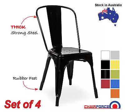 4x Replica Tolix Dining Chair Steel 44cm Seat Height • $184