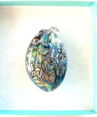 Beautiful Natural Abalone Paua Shell Pendant Double Sided Teardrop Shape • $12.50