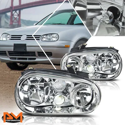 $101.89 • Buy For 99-06 Volkswagen Golf/Cabrio Chrome Housing Headlight W/Projector Fog Lamp