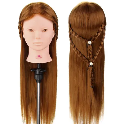 24  50% Real Hair Training Head Hairdressing Makeup Mannequin Doll+Table Clamp • £23.99