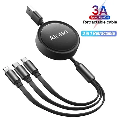 3 In 1 Multi USB Charger Retractable Charging Cable Cord For IPhone/Type C/Micro • $34.99