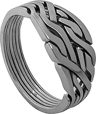 Criss Cross Puzzle Ring 925 Silver Handmade  6 Band Loopy Six For Men For Women • $51.99