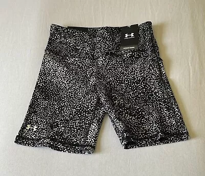 Under Armour Womens HeatGear Bike Shorts Performance Compression Black/White Sm • $20.55