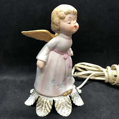 Vtg Girl Angel Night Light Lamp Figurine Rare Ceramic Metal Base I W Rice Japan • $27.99