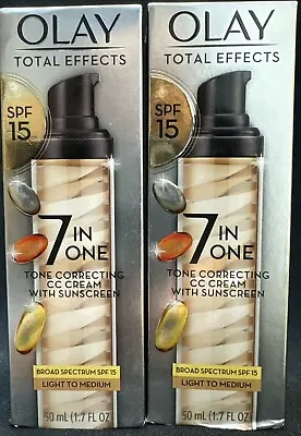 2 Olay Total Effects Spf 15 Cc Cream 7 In One Light/medium 1.7oz Exp July 22024 • $29.98