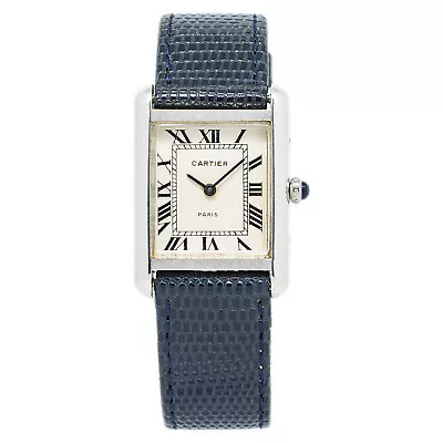 Cartier Tank PARIS Vintage Silver White Roman Dial Manual Wind Unisex Watch 24mm • $3995