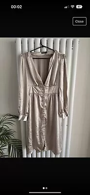 Nasty Gal Button Up Satin Dress UK12 • £3.50