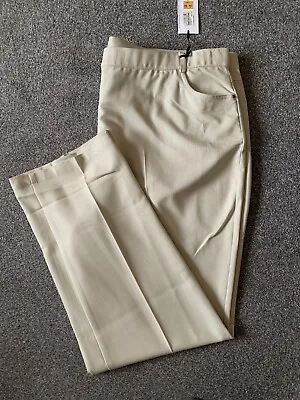 M&S Classic Range Straight Leg Trousers Neutral Plus Size 24 L 5 Pocket Design • £11.99