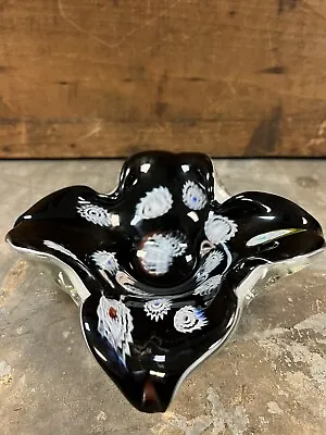 Murano Glass Guildcraft Black/Amethyst Cased Millefiori Ashtray/Bowl • $30