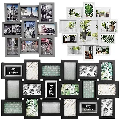 £23.99 • Buy Large Multi Aperture Collage Picture Frame Holds 9/11/18 Photos 6x4 Wood Look