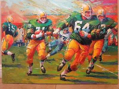 LARGE ORIGINAL OIL PAINTING Malcolm Farley Green Bay Packers Taylor Kramer Starr • $960