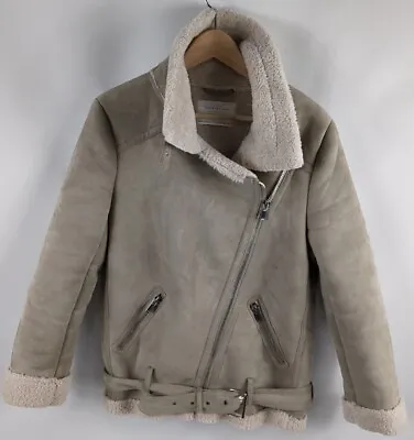 Zara Womens Faux Sheepskin Jacket Size S Beige • $24.99