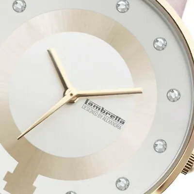 Lambretta Alexandra 34 Suede Gold Pink Ladies Watch With Swarovski Crystals • £34.99