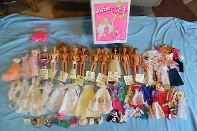 Mattel Vintage 11 Barbie Ken Lot 70s80s90s Doll Case Clothes & Accessories • $102.99